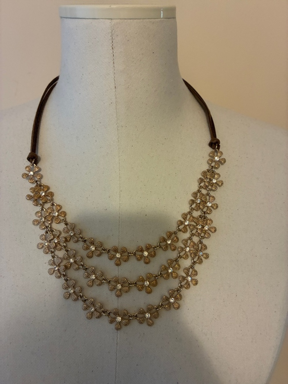 Gold Floral Multi-Strand Necklace - Women Jewelry